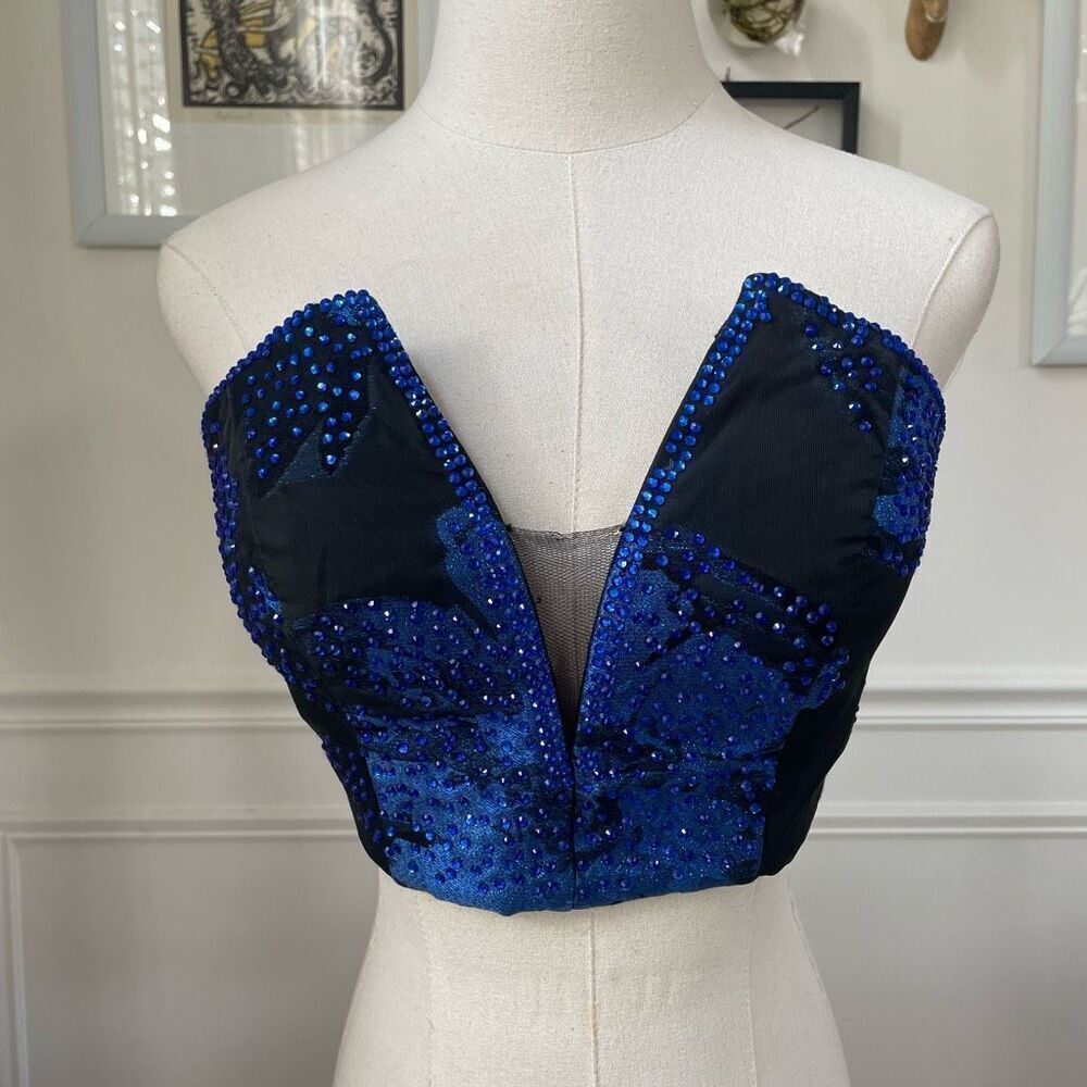 Ellie Wilde Formal Bandeau Crop Top Bustier Cobalt Blue Black 4